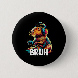 Bruh Capibara's Grappige Videogames Capibara Ronde Button 5,7 Cm