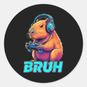 Bruh Capybara Funny Video Games Capybaras  Ronde Sticker (Voorkant)
