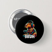 Bruh Capybaras Funny Video Games Capybara Ronde Button 5,7 Cm (Voorkant /achterkant)