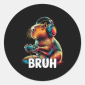 Bruh Capybaras Funny Video Games Capybara Ronde Sticker (Voorkant)