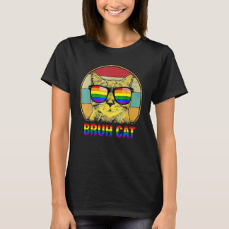 Bruh Cat LGBT Gay Rainbow Pride Flag Cat T-shirt