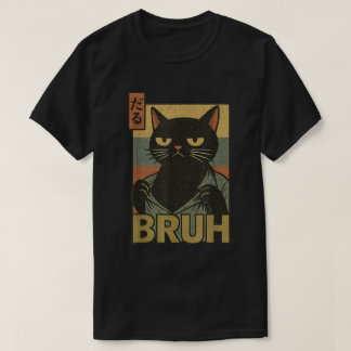 Bruh Cat Meme Japanese Anime Aesthetic T-shirt