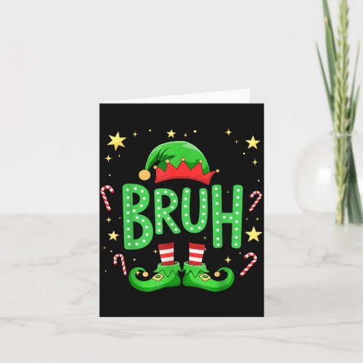 Bruh Christmas Elf Funny Xmas Kids Boys Christmas Kaart (Voorkant)