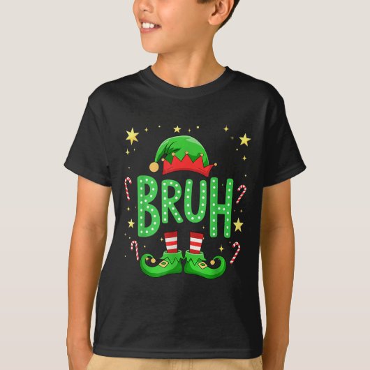 Bruh Christmas Elf Funny Xmas Kids Boys Christmas T-shirt (Voorkant)