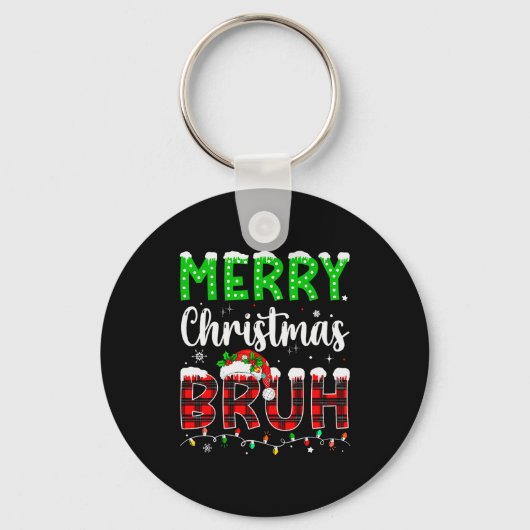 Bruh Christmas Red Plaid Teens Boys Kids Xmas Paja Sleutelhanger (Voorkant)