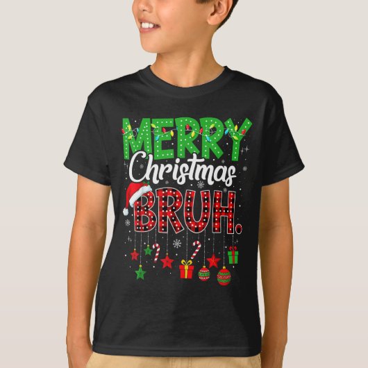 Bruh Christmas Red Plaid Teens Boys Kids Xmas Paja T-shirt (Voorkant)