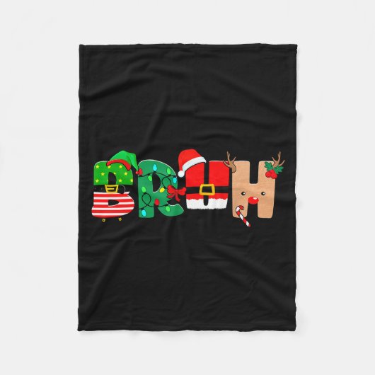 Bruh Christmas Tree Xmas Elf Santa Rudolph Pajamas Fleece Deken (Voorkant)