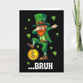 Bruh Dab Leprechaun Funny Kids Boys Mens St Patric Kaart