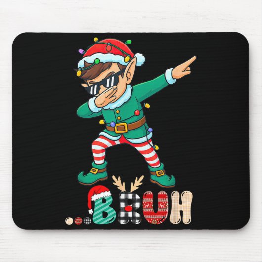Bruh Dabbing Elf Funny Kids Boys Mens Christmas Ma Muismat (Voorkant)