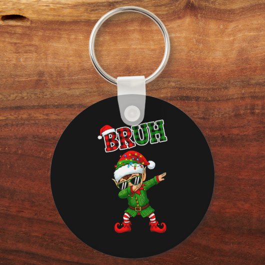 Bruh Dabbing Elf Funny Kids Years Pajamas Christma Sleutelhanger (Voorkant)