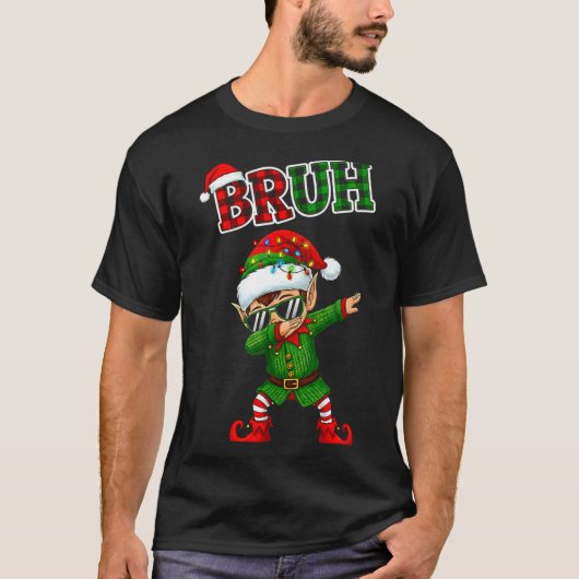 Bruh Dabbing Elf Funny Kids Years Pajamas Christma T-shirt (Voorkant)