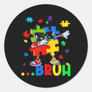 Bruh Dabbing Puzzel Autisme Bewustzijn Tiener Jong Ronde Sticker