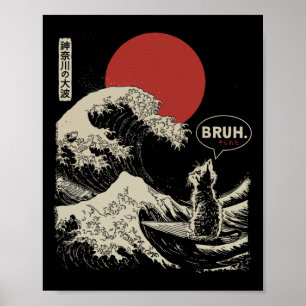 Bruh.' De Grote Golf Kanagawa Grappige Japanse Sur Poster