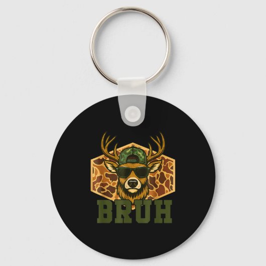 Bruh Deer Funny Deer Hunting Camo Hat Youth Teens Sleutelhanger (Voorkant)