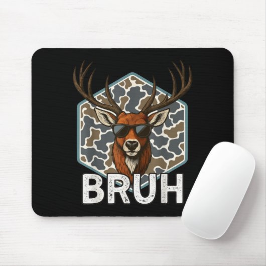 Bruh Deer Hunter Funny Deer Hunting Camo Men Teens Muismat (Met muis)
