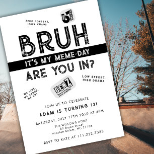 Bruh, Doe Je Mee? Meme Tiener Jongen Trendy Coole Kaart