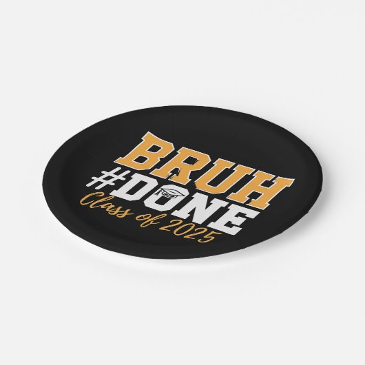 Bruh Done Class of 2025 Afstuderen Afstuderen Papieren Bordje (Gekanteld)