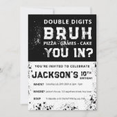BRUH Double Digits Boys 10th Birthday Invitation (Devant)