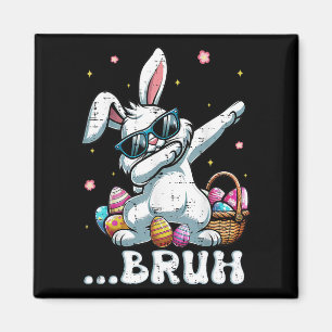 Bruh Easter Dabbing Bunny Rabbit Dance Kinder Jong Magneet
