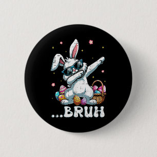 Bruh Easter Dabbing Bunny Rabbit Dance Kinder Jong Ronde Button 5,7 Cm