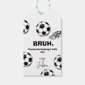 Bruh. Étiquettes de cadeau de soccer d'anniversair (Devant)
