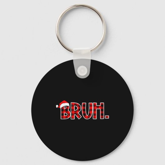 Bruh Funny Christmas Buffalo Plaid Boys Kids Xmas Sleutelhanger (Voorkant)