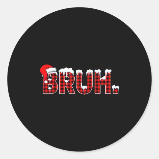 Bruh Funny Christmas Plaid Teens Boys Kids Xmas Pa Ronde Sticker (Voorkant)