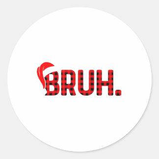 Bruh Funny Christmas Plaid Tiener Jongens Kinder X Ronde Sticker