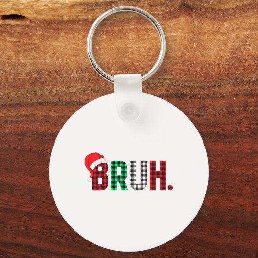 Bruh Funny Christmas Plaid Tiener Jongens Kinder X Sleutelhanger (Voorkant)