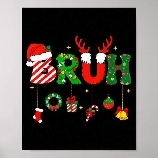 Bruh Funny Christmas Red Plaid Teens Boys Kids Xma Poster (Voorkant)
