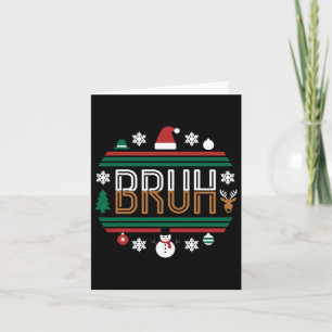 Bruh Funny Christmas Red Plaid Tiener Boys Kinder Kaart