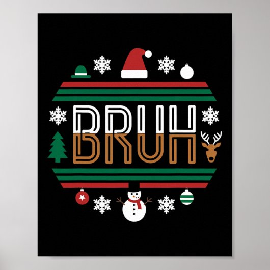 Bruh Funny Christmas Red Plaid Tiener Boys Kinder Poster (Voorkant)