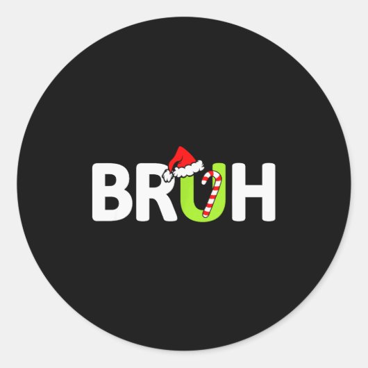 Bruh Funny Christmas Santa Teens Boys Kids Xmas Pa Ronde Sticker (Voorkant)