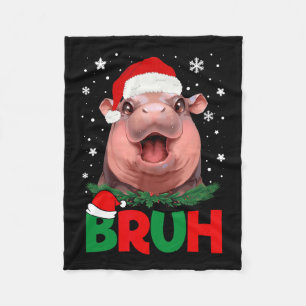Bruh Funny Moo Deng Tiener Jongens Kinder Kerst Pa Fleece Deken