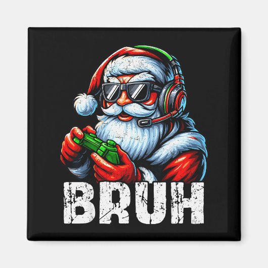 Bruh Funny Santa Gaming Gamer Pjs Christmas Xmas M Magneet (Voorkant)