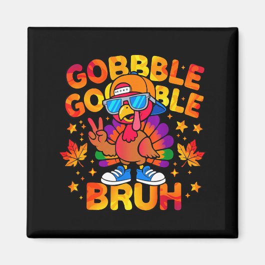 Bruh Funny Thanksgiving Turkey Gobble Outfit Boys  Magneet (Voorkant)