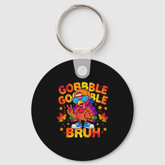 Bruh Funny Thanksgiving Turkey Gobble Outfit Boys  Sleutelhanger (Voorkant)
