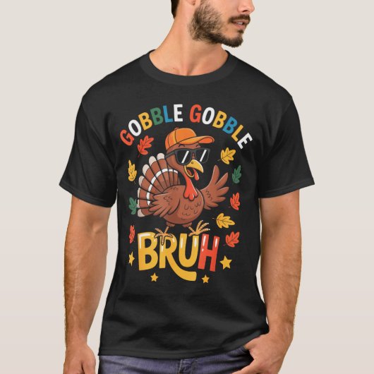 Bruh Funny Thanksgiving Turkey Gobble Shirt Boys G (Voorkant)
