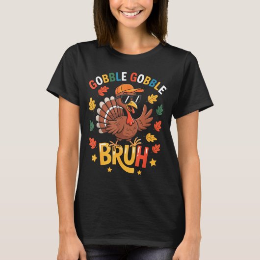 Bruh Funny Thanksgiving Turkey Gobble Shirt Boys G (Voorkant)