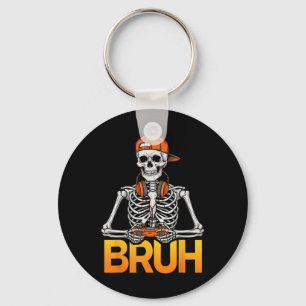Bruh Gamer Skelet Halloween Videogame Controller Sleutelhanger