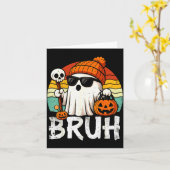 Bruh Ghost Halloween Cute Ghost Trick Or Treat Can Kaart (Gele Bloem)