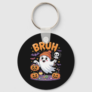 Bruh Ghost Halloween Snoep Schattige Ghost Kinder Sleutelhanger