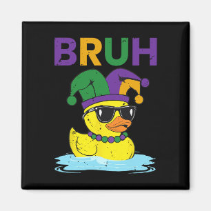 Bruh Grappige Eend Mardi Gras Rubber Eend Met Jest Magneet