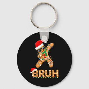 Bruh Grappige Kerst Gingerbread Man Tiener Jongens Sleutelhanger