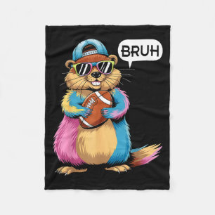 Bruh Grondhoeder houdt American Football Game Day  Fleece Deken
