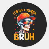 Bruh Halloween Boys Kids Halloween Skeleton Ronde Sticker (Voorkant)