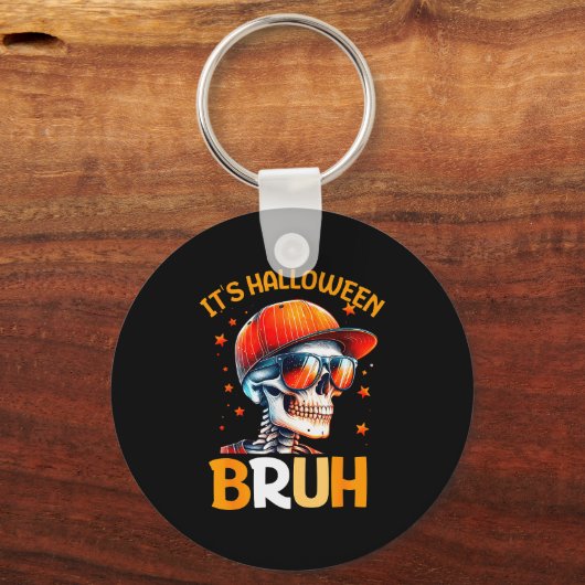Bruh Halloween Boys Kids Halloween Skeleton Sleutelhanger (Voorkant)