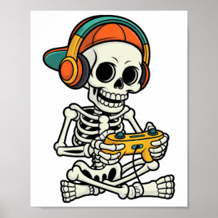 Bruh Halloween Boys Kinder Gamer Mannen Skelet Vid Poster