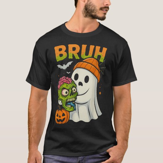 Bruh Halloween Ghost Zombie Brain Hunting T-shirt (Voorkant)