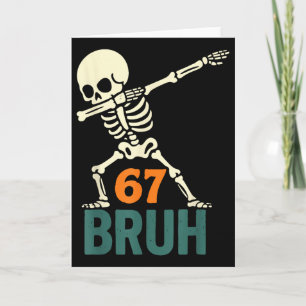 Bruh Halloween-meme nummers zes zeven skelet plezi Kaart